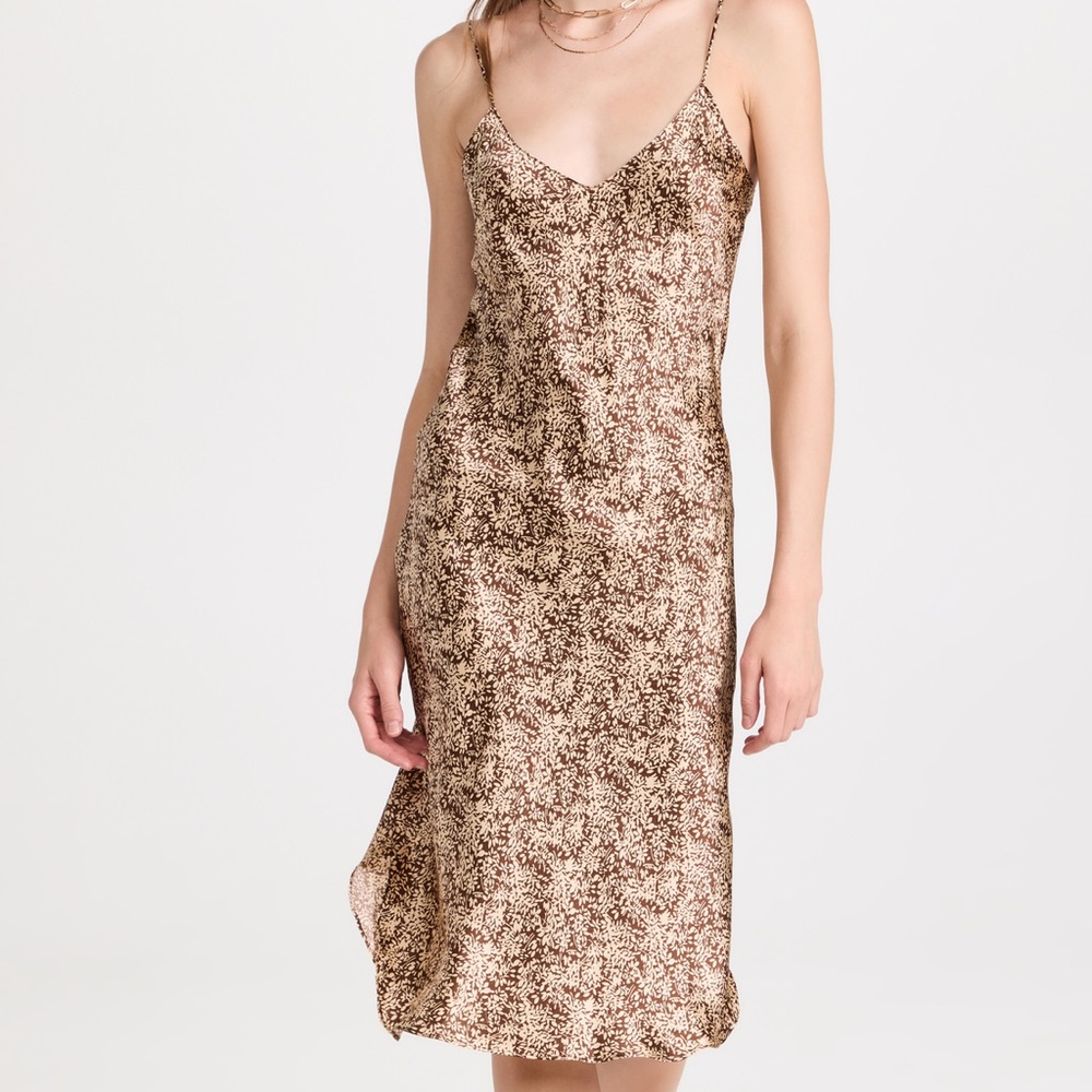 Nili Lotan Brown Velvet Chemise with Spaghetti Straps